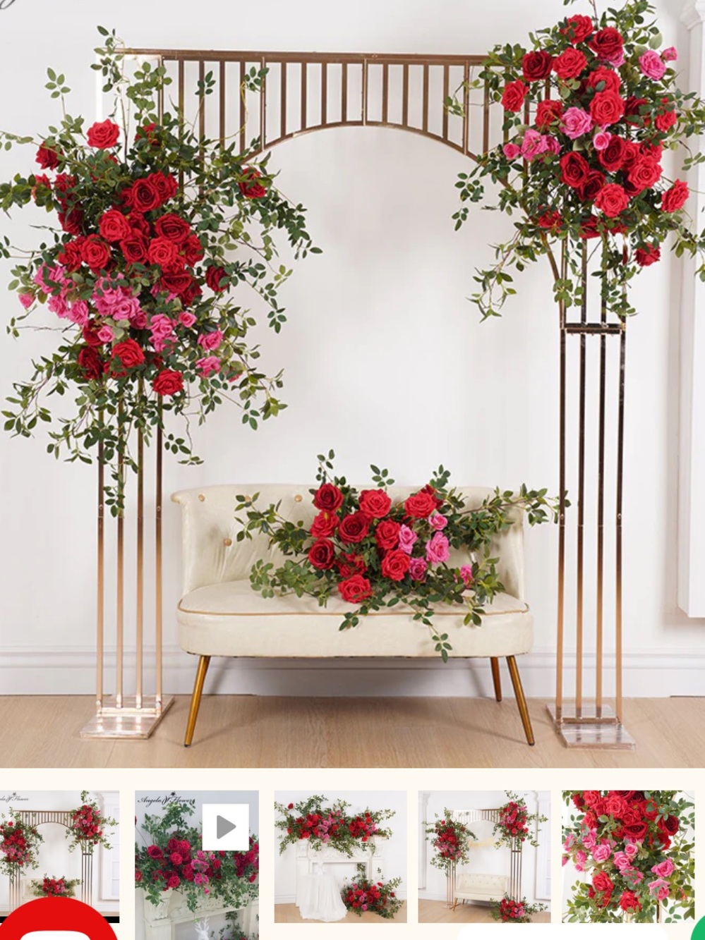 Floral Arch Red and Pink Rose Arrangements/ backdrop/ wedding/birthday/ proposal